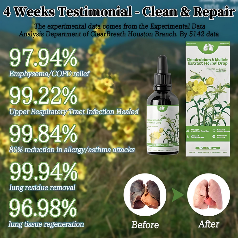 Lung Aid™ Dendrobium & Mullein Extract: Powerful Lung Support, Respiratory Cleanse & Repair.
