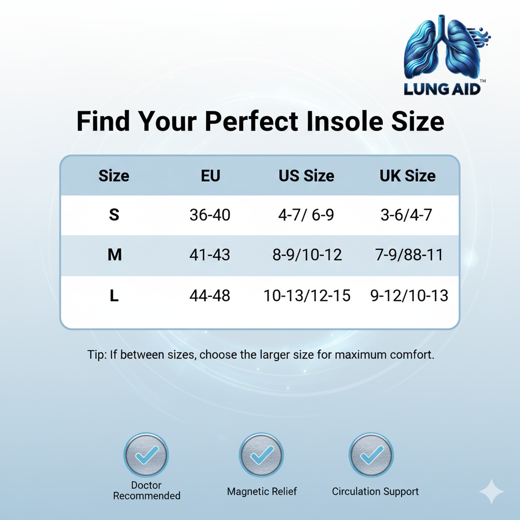 Lung Aid™ Magnetic Acupressure Insoles: Walk Easy, Breathe Easy.  Doctor Trusted