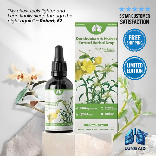 Lung Aid™ Dendrobium & Mullein Extract: Powerful Lung Support, Respiratory Cleanse & Repair.